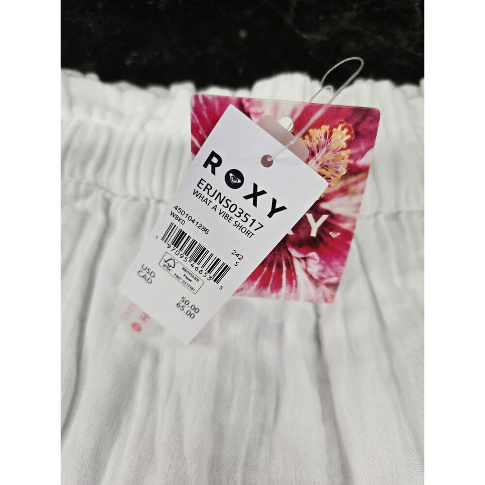 Roxy White What A Vibe High Rise Organic Cotton Gauze Shorts Small NWT - Picture 3 of 9